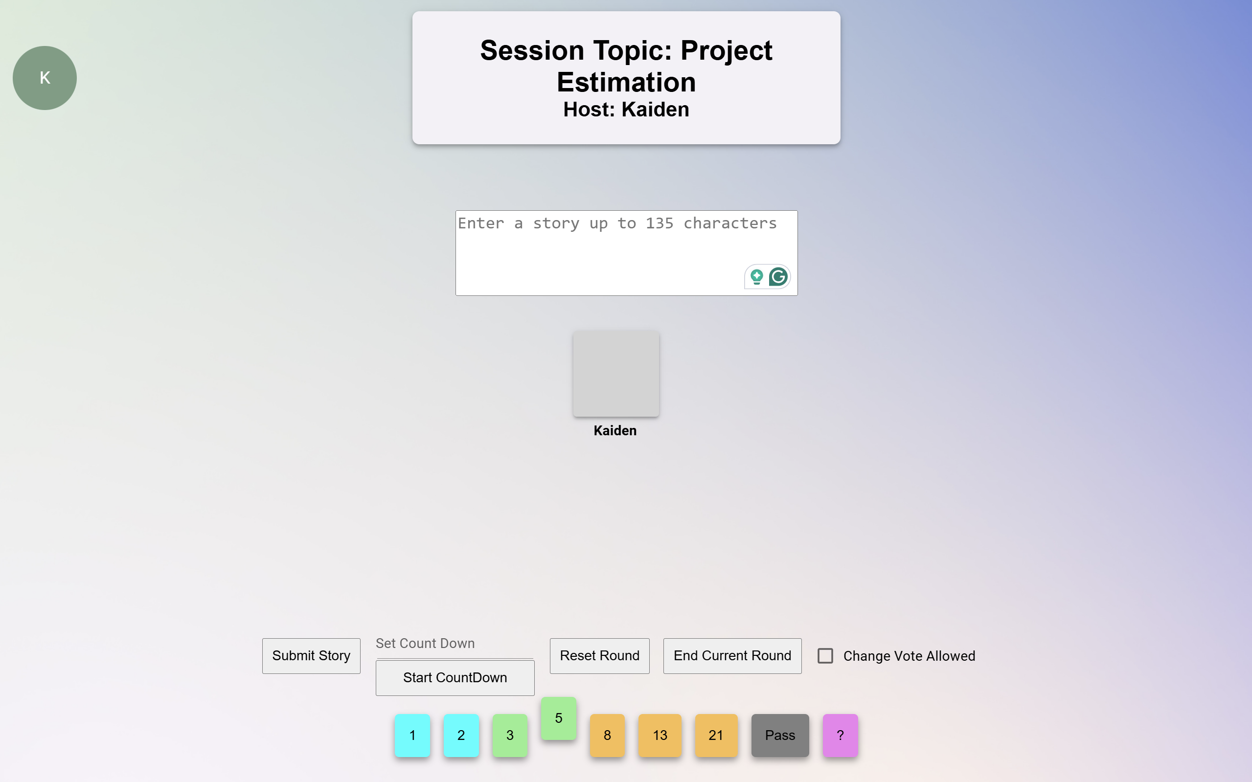 Planning Poker Final Host Page