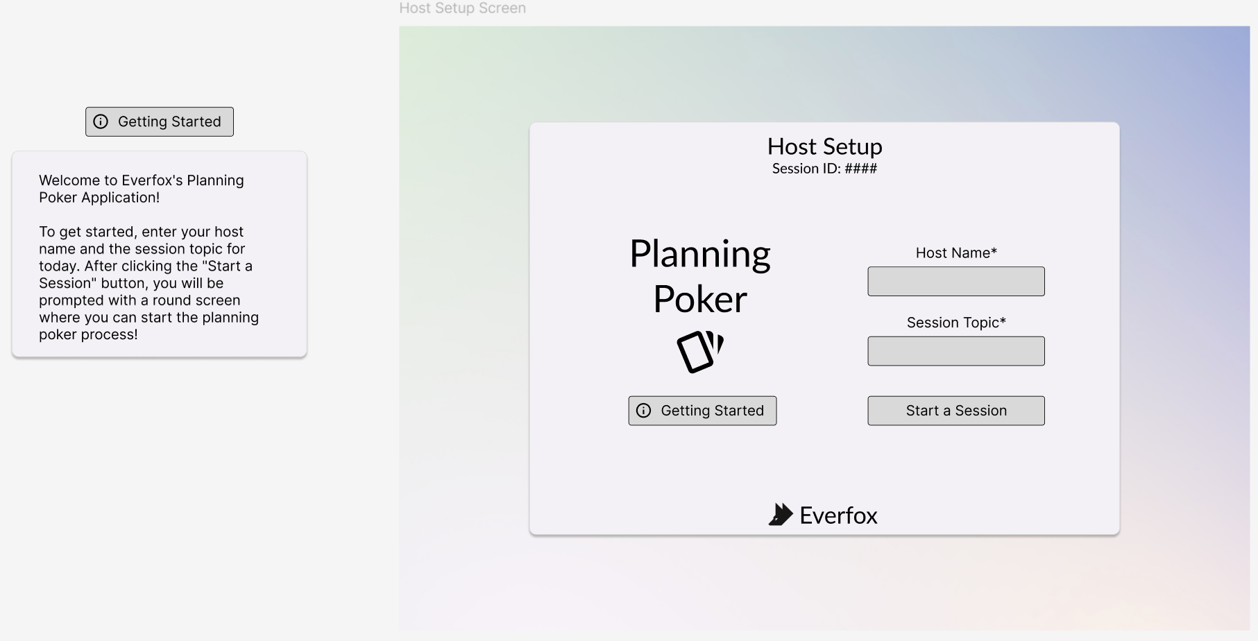 Planning Poker Login Page Wireframe