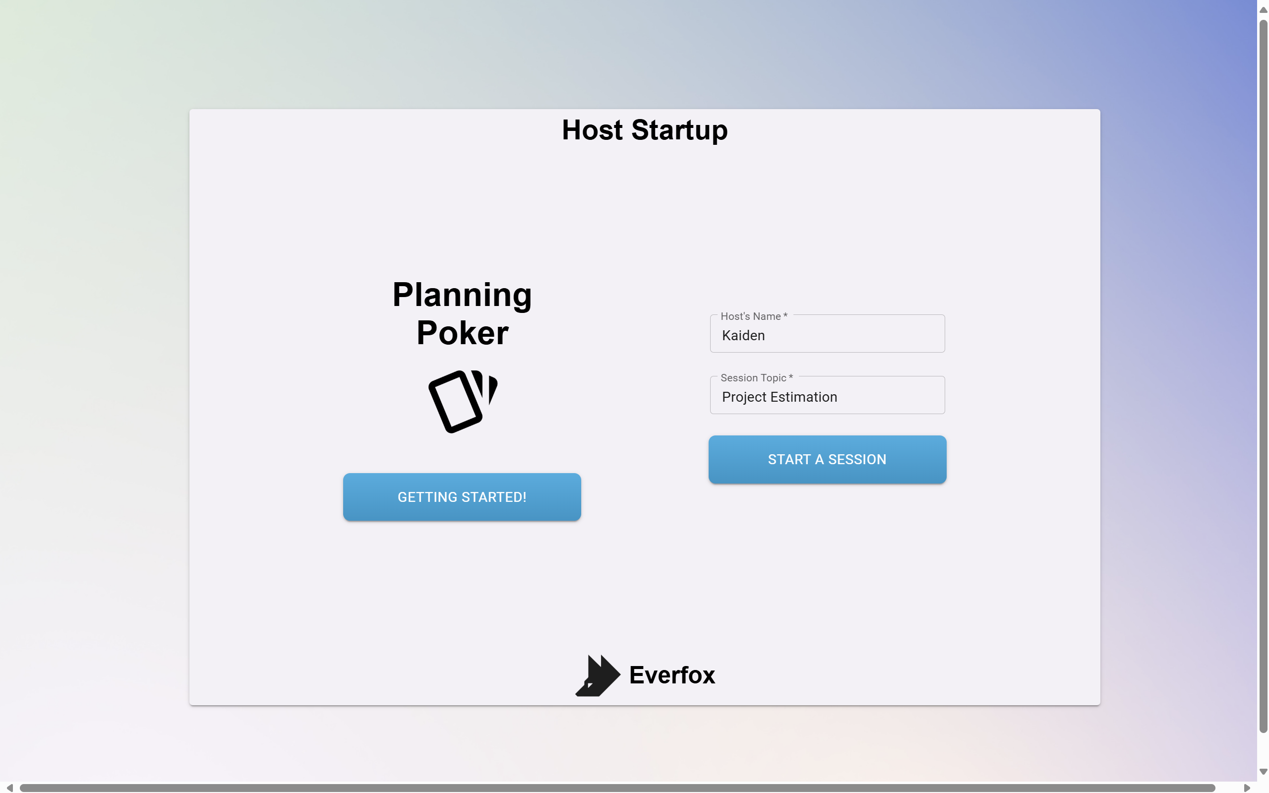 Planning Poker Final Login Page